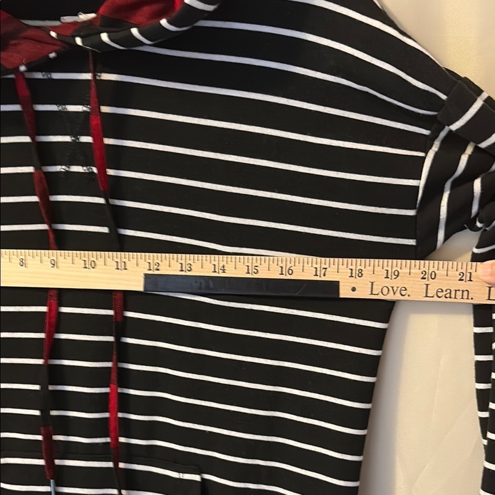 Maurices Black and White Striped Hoodie Sweatshirt - Picture 5 of 6
